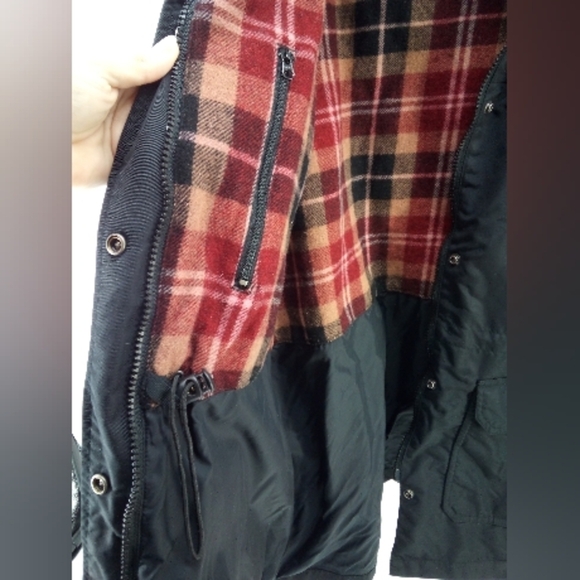 Woolrich Wool Nylon Black Jacket  Hood Women's Large - Picture 10 of 12